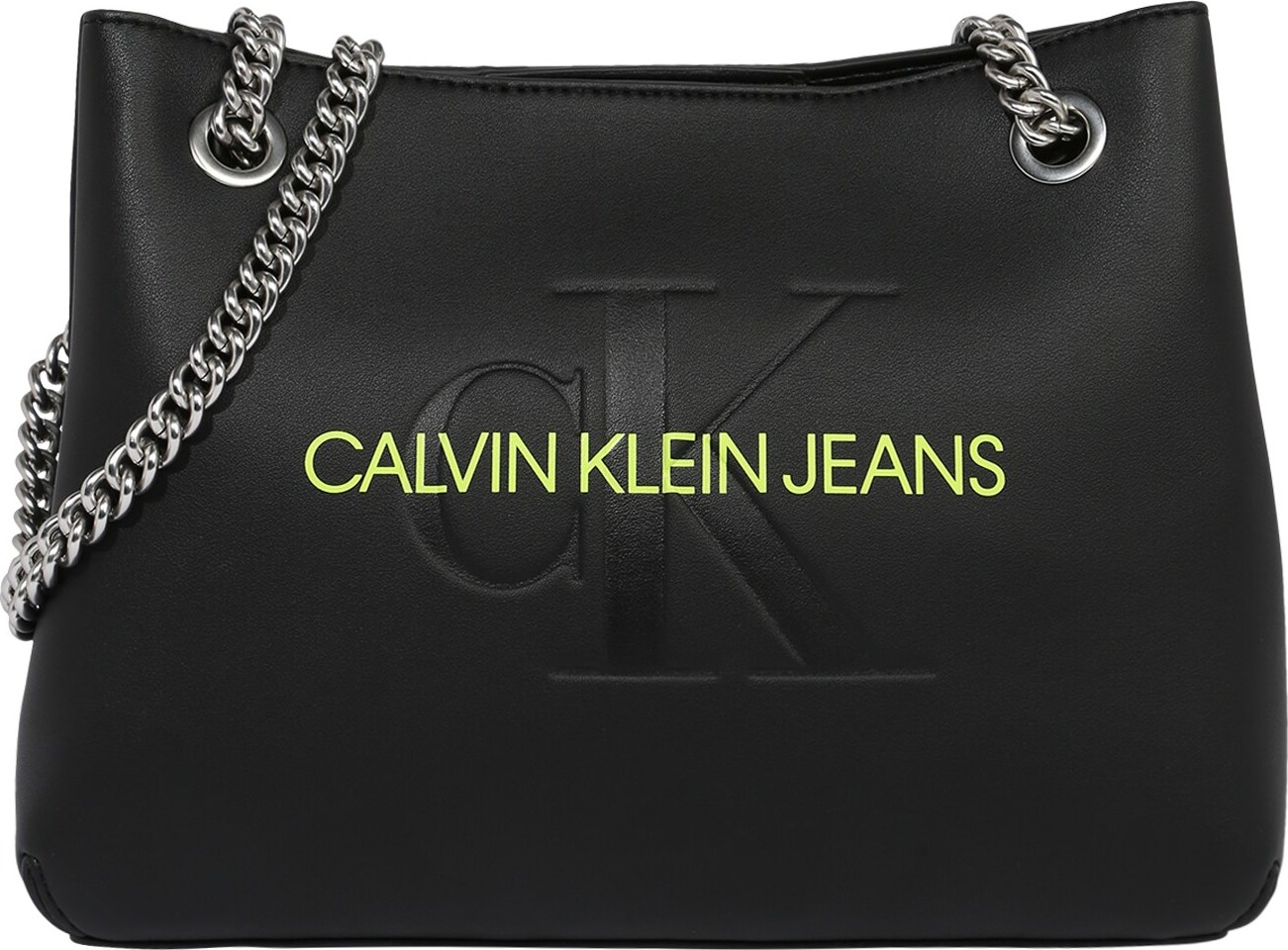 Calvin Klein Jeans Taška přes rameno černá / kiwi