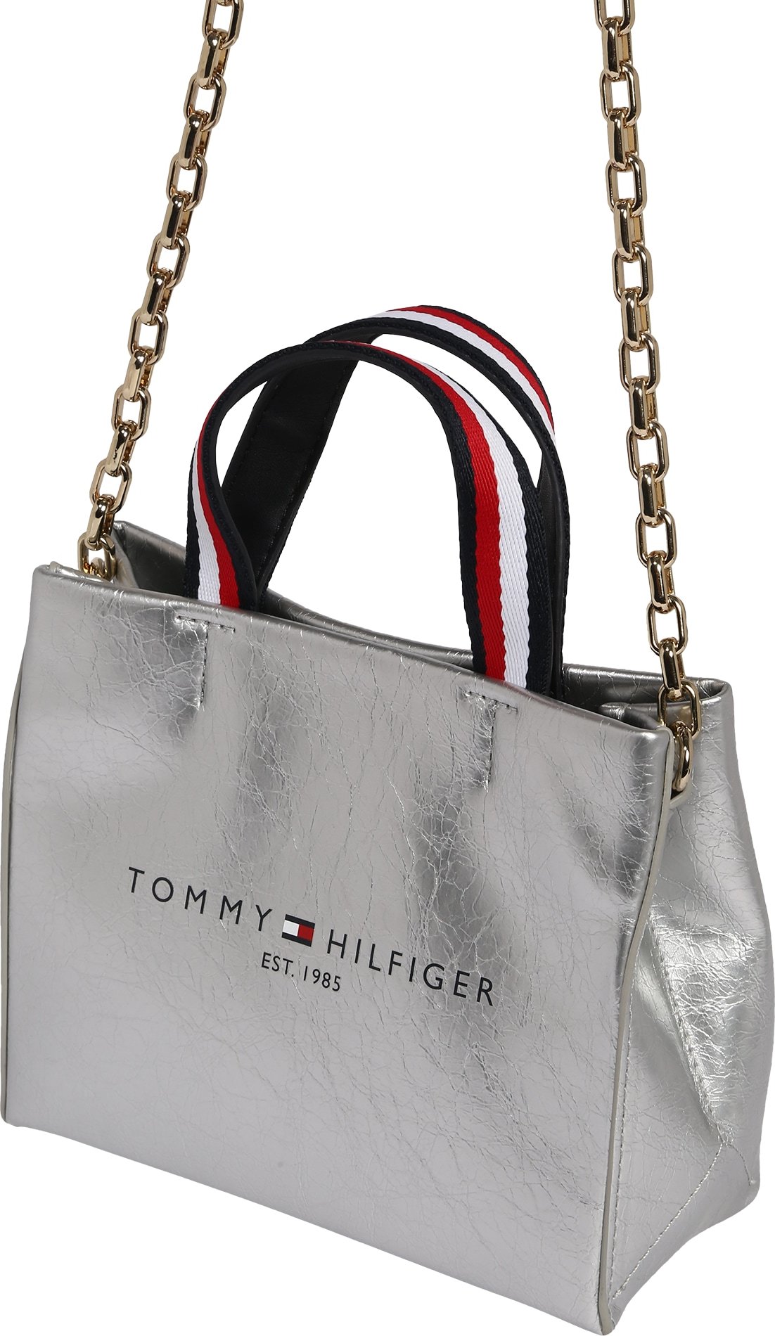 TOMMY HILFIGER Nákupní taška stříbrná / černá / bílá / červená