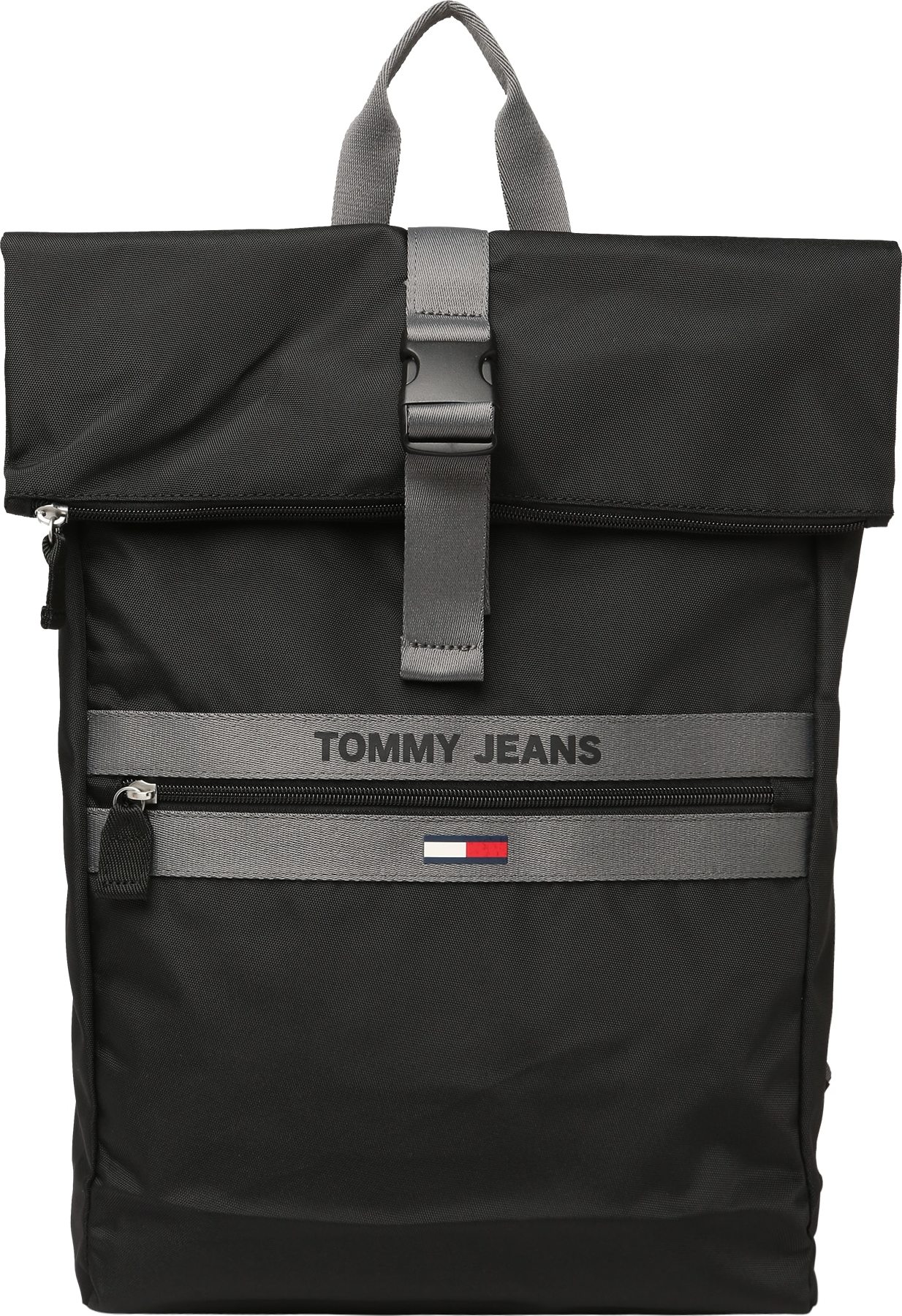 Tommy Jeans Batoh 'Essential' černá / šedá / červená / námořnická modř / bílá