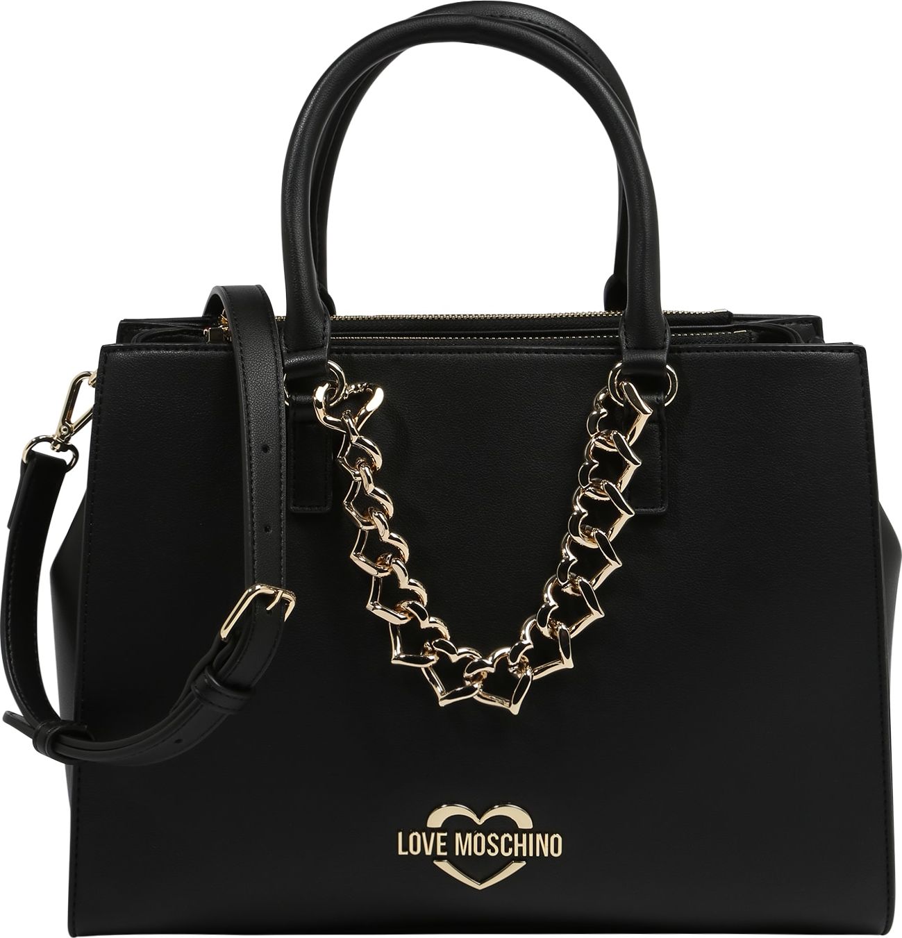 Love Moschino Kabelka 'Chain Heart' černá / zlatá