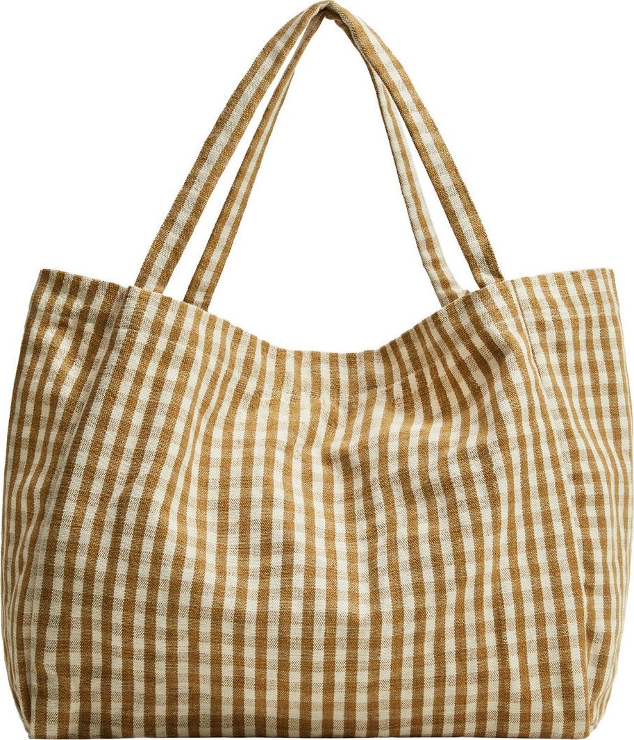 MANGO Shopper 'MARBELLA' hořčicová / bílá