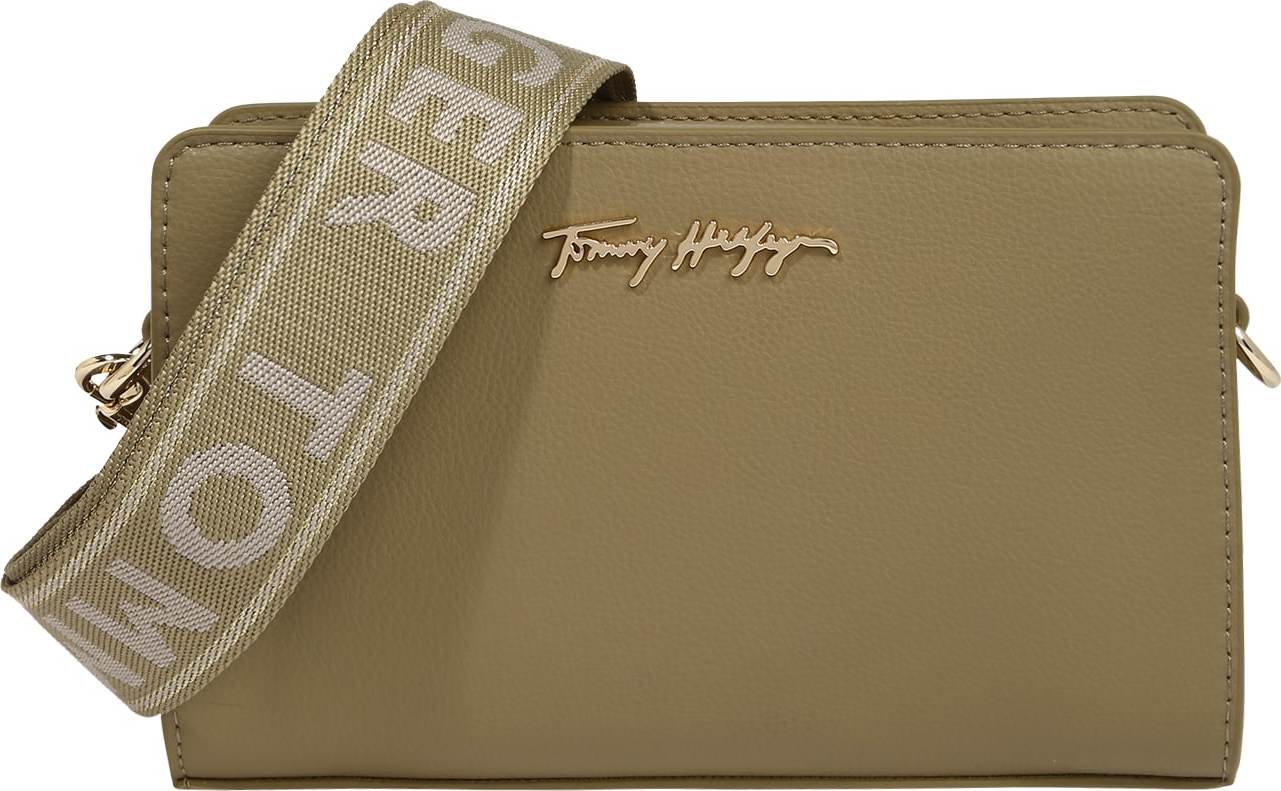 TOMMY HILFIGER Taška přes rameno 'Joy' zlatá / šedá / olivová