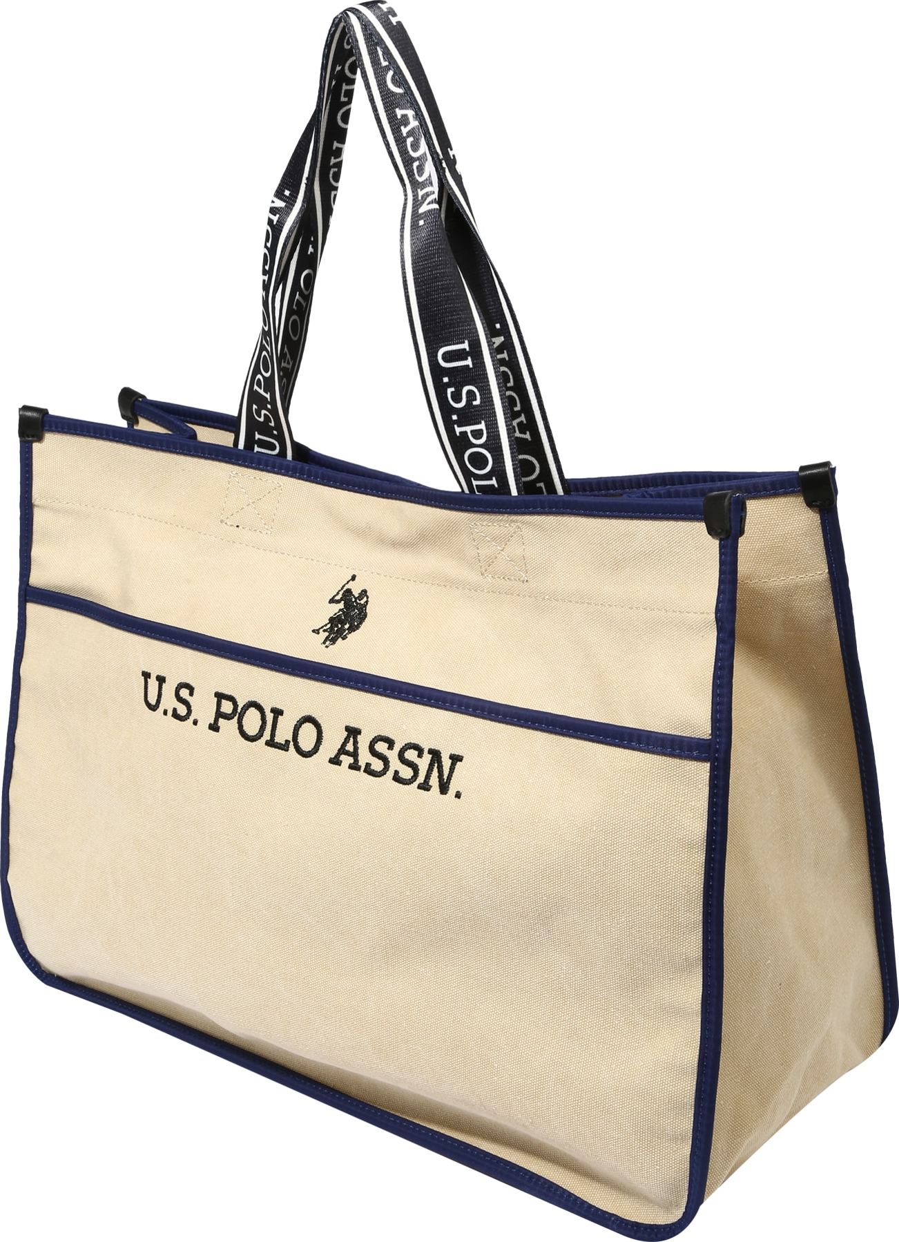 U.S. POLO ASSN. Nákupní taška 'Halifax' světle hnědá / tmavě modrá / černá