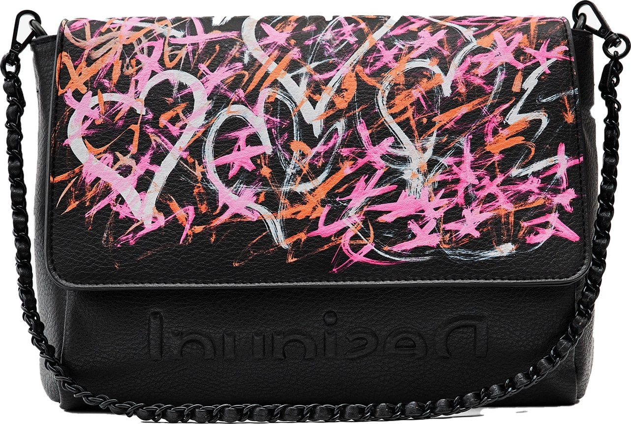 Desigual Taška přes rameno 'LOVE-COPENHAGUE' černá / pink / oranžová