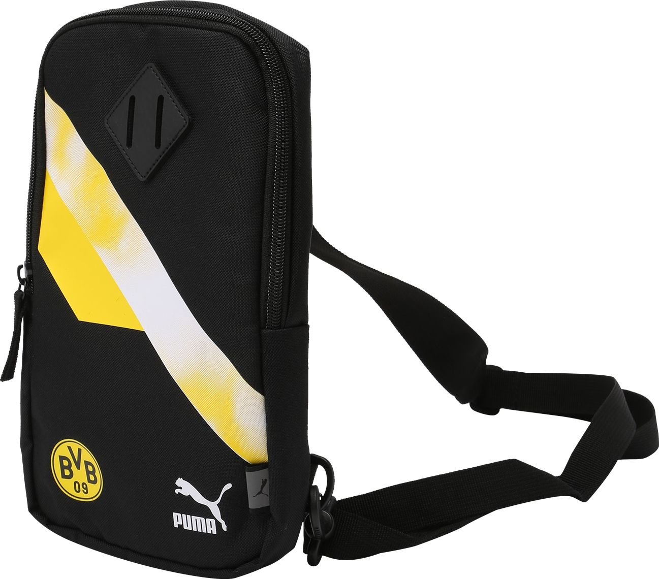 PUMA Sportovní taška 'Iconic' černá / bílá / žlutá