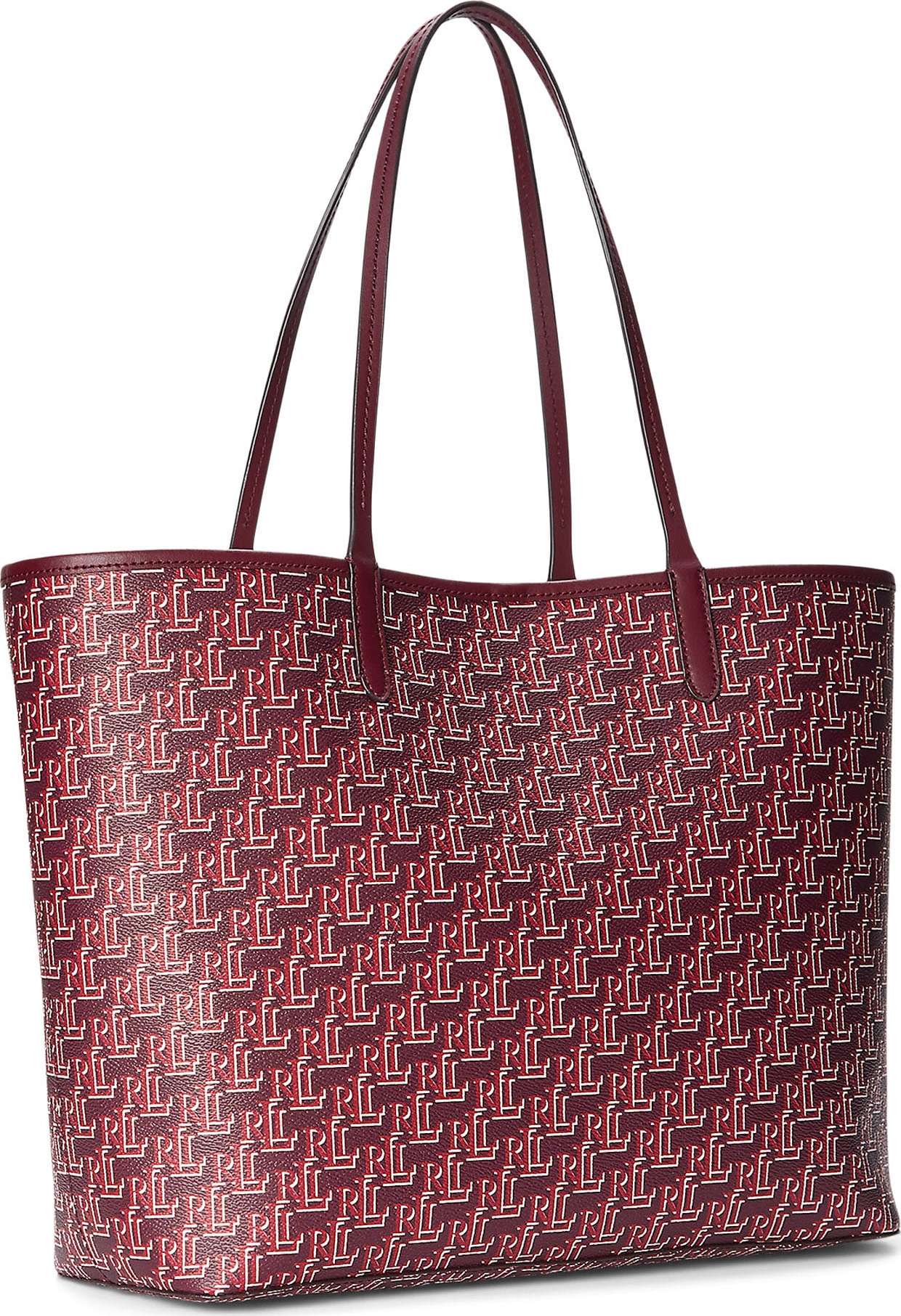 Lauren Ralph Lauren Nákupní taška 'COLLINS' vínově červená / bílá