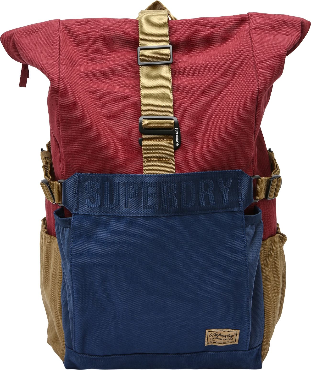 Superdry Batoh marine modrá / světle hnědá / červená