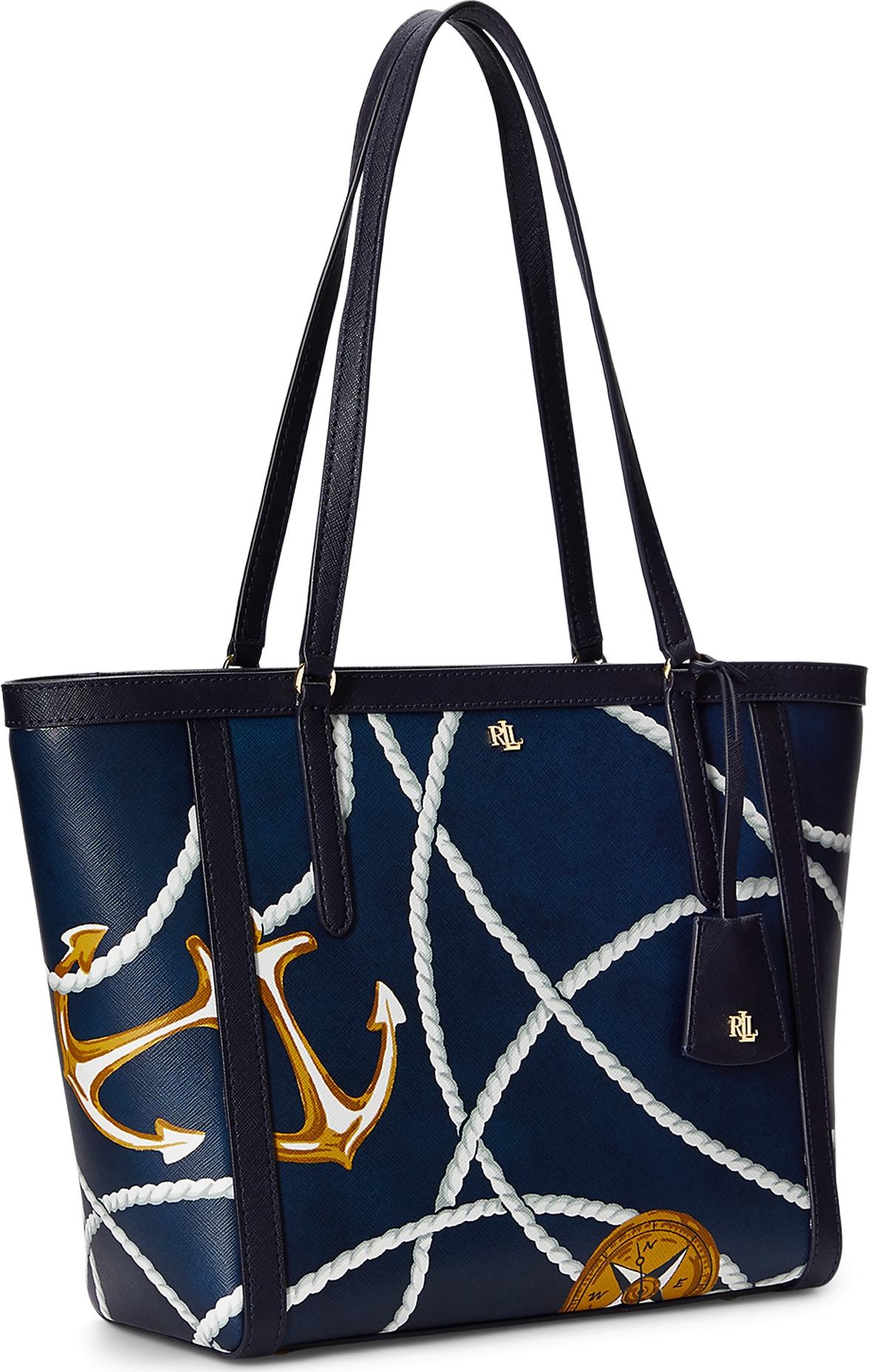 Lauren Ralph Lauren Nákupní taška námořnická modř / hnědá / zlatá / bílá