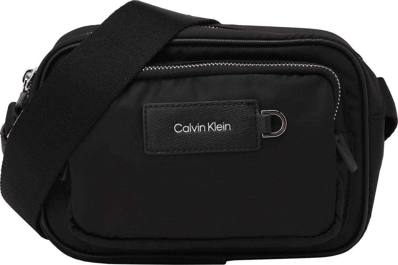 Calvin Klein Taška přes rameno černá / stříbrná