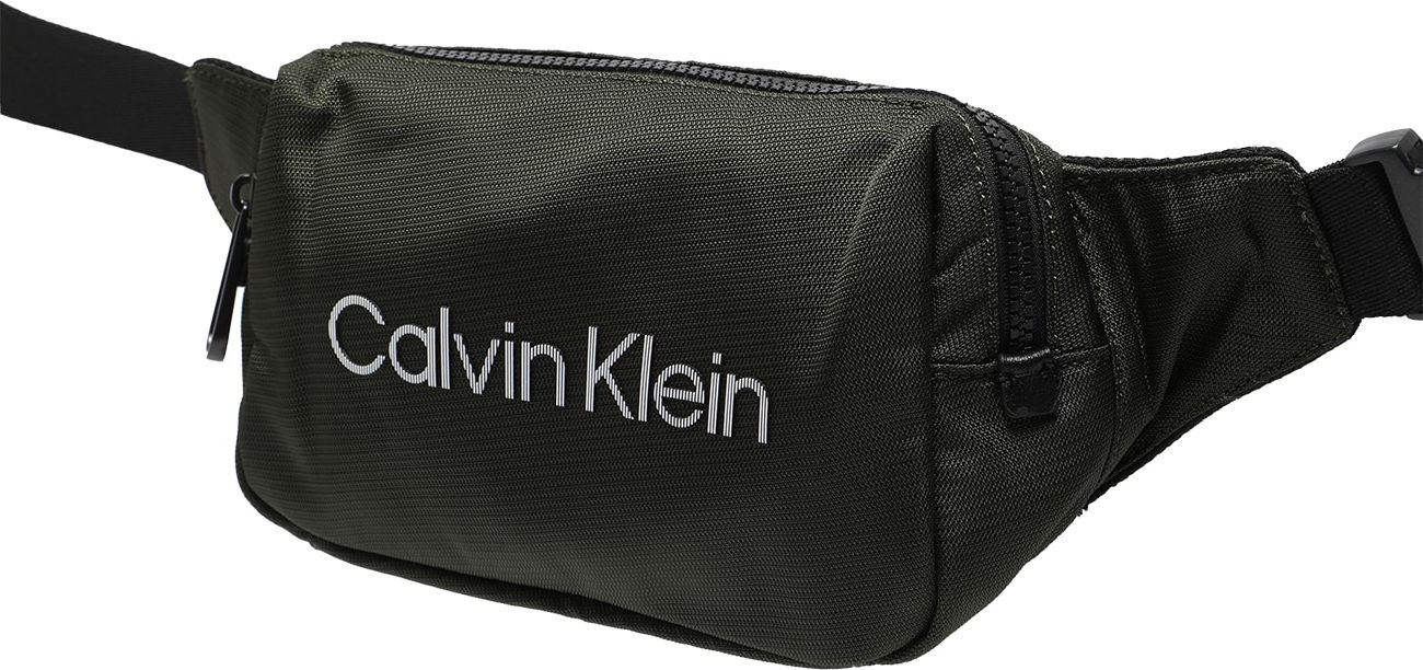 Calvin Klein Ledvinka tmavě zelená / bílá