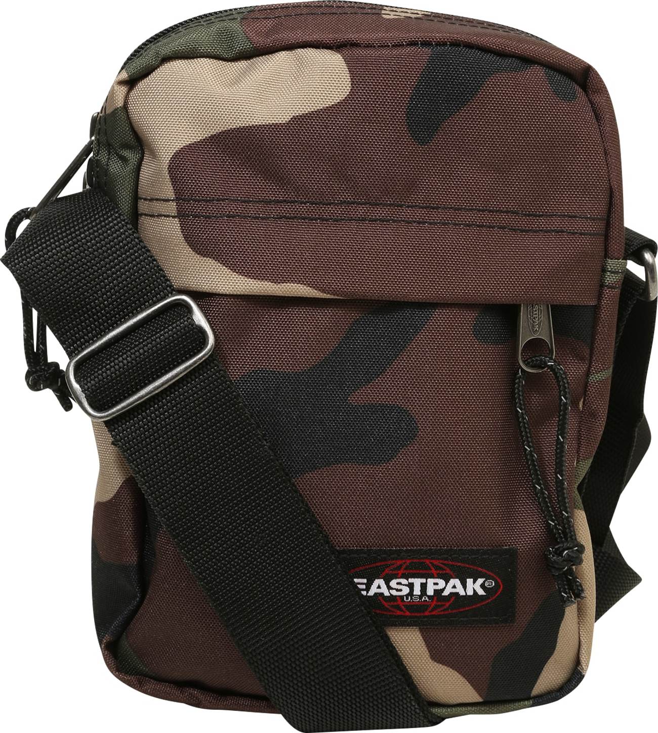 EASTPAK Taška přes rameno 'The One' hnědá / zelená / červená / černá / bílá