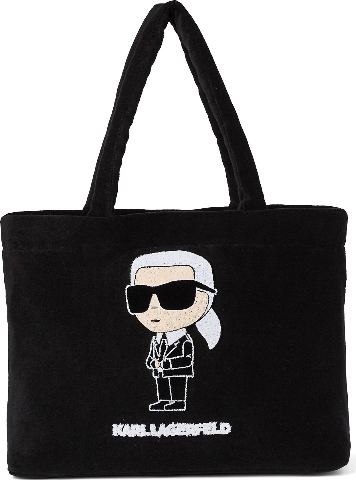 Karl Lagerfeld Nákupní taška ' Ikonik 2.0 Beach Terry' černá / bílá