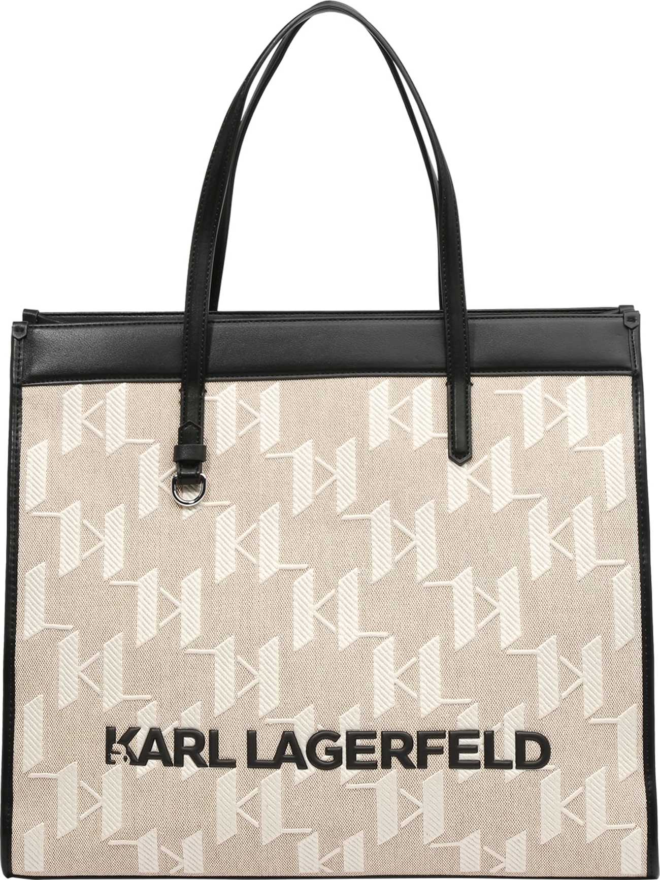 Karl Lagerfeld Nákupní taška béžová / černá / barva bílé vlny