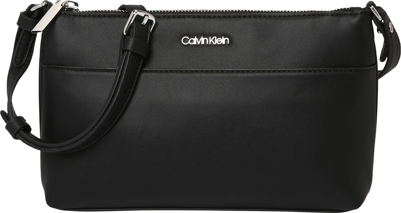 Calvin Klein Taška přes rameno černá / stříbrná