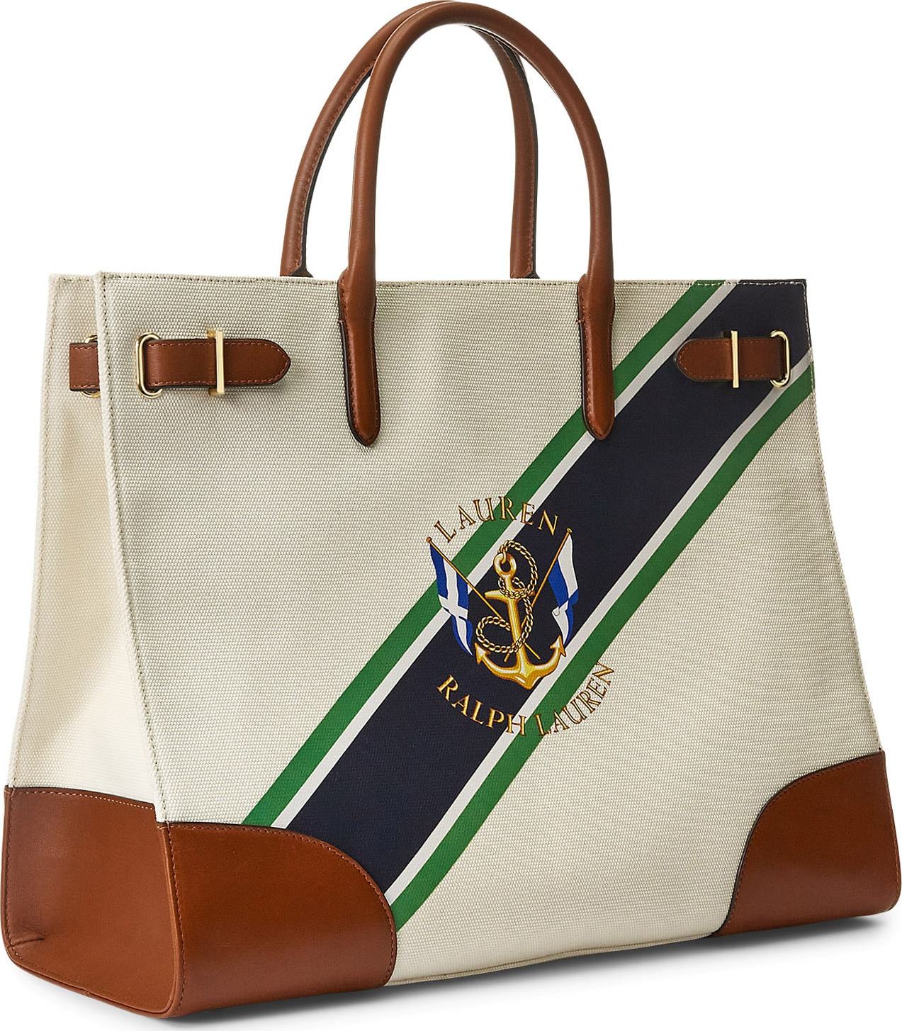 Lauren Ralph Lauren Nákupní taška 'DEVYN' krémová / marine modrá / karamelová / zelená