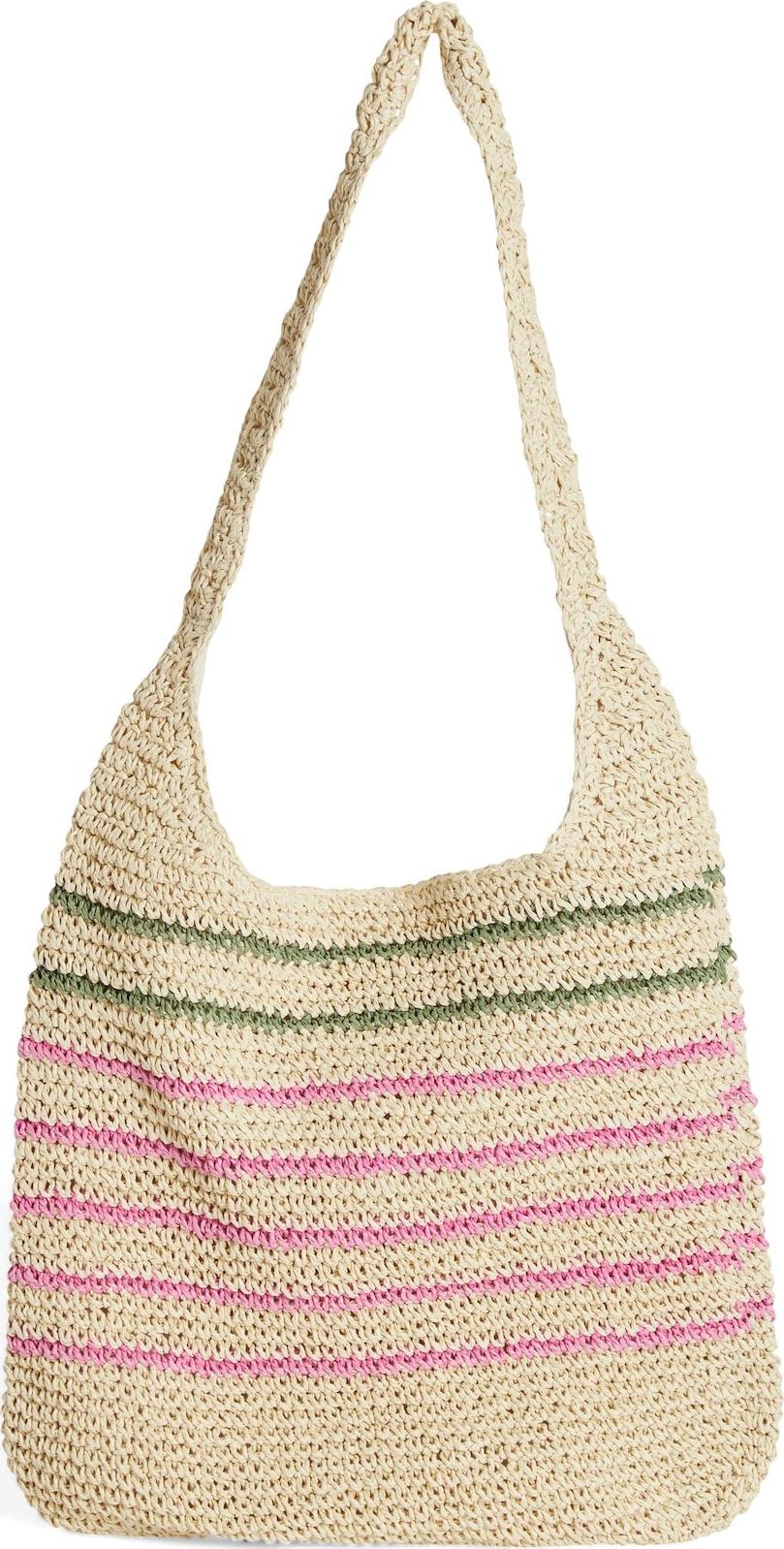 VILA Nákupní taška 'TISH' béžová / zelená / pink