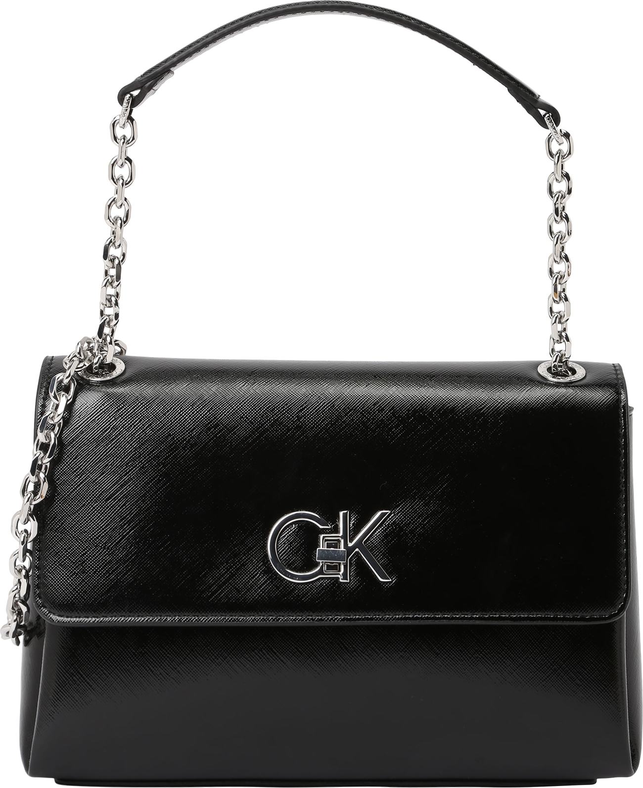 Calvin Klein Taška přes rameno černá / stříbrná
