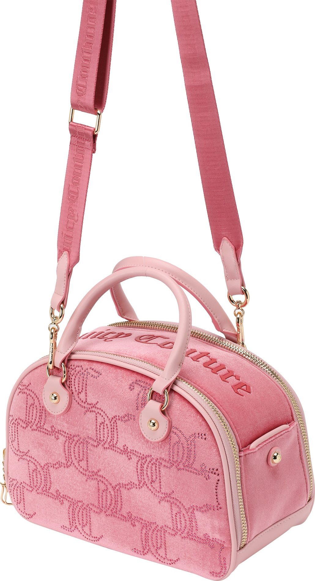 Juicy Couture Kabelka 'Rambling Vel Bowling ' pink / růžová / vínově červená / stříbrná