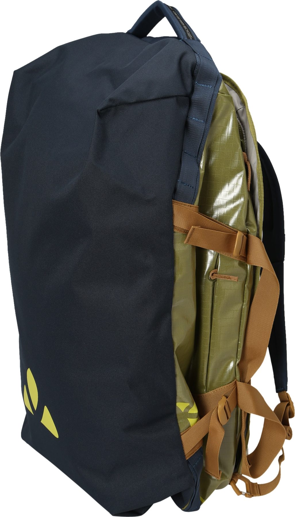 VAUDE Sportovní taška 'CityDuffel 65' tmavě modrá / světle hnědá / žlutá / zelená